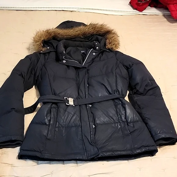 Aamarasom Andrew Marc Puffer Coats Black Puffer Puffer Coat Andrew Marc Trench Coat Sachi Collection Women's  Black Down Fur Trim Winter